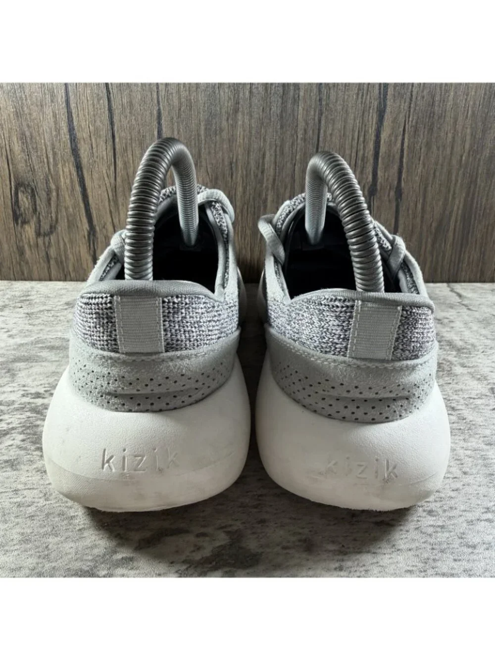 Kizik Madrid Eco Knit Women Size 6 Grey Hands Free Shoes Comfort Running Sneaker
